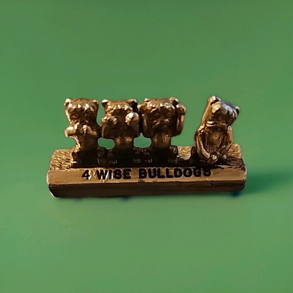 Vintage, Solid Brass. 4 Wise Bulldogs - Speak, See, Hear, Do No Evil. - Picture 2 of 4